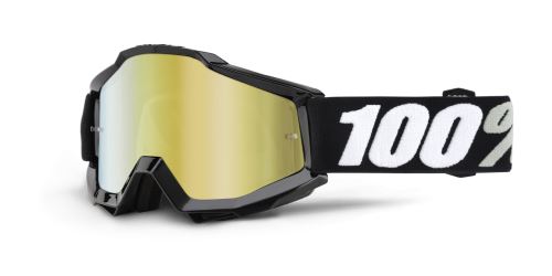 Brýle Accuri Tornado, 100% (černá, zlaté chrom + čiré plexi s čepy pro slídy)