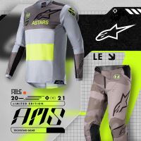 Kalhoty TECHSTAR 2021 limitovaná edice AMS, ALPINESTARS (šedá/černá/žlutá fluo)