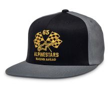 Kšiltovka DOUBLE CHECK FLATBILL HAT, ALPINESTARS (černá/tmavá šedá/žlutá, vel. L/XL)
