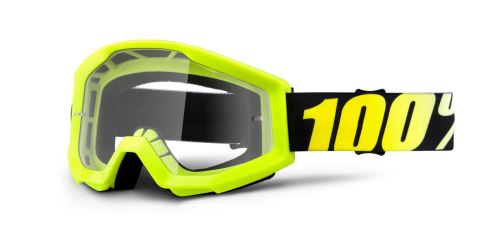 Brýle Strata Neon Yellow, 100% (žlutá, čiré plexi s čepy pro slídy)