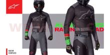 Kalhoty RACER COMPASS, ALPINESTARS (šedá/černá/zelená fluo/červená, vel.28)