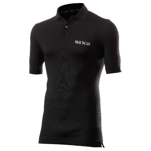 SIXS Polo funkční tričko s límečkem černá