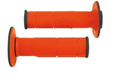 Gripy Racing (dvouvrstvé, měkké), RTECH (oranžovo-černé, pár, délka 116 mm)
