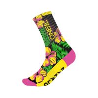 MTB ponožky ISLAND růžová/zelená/žlutá