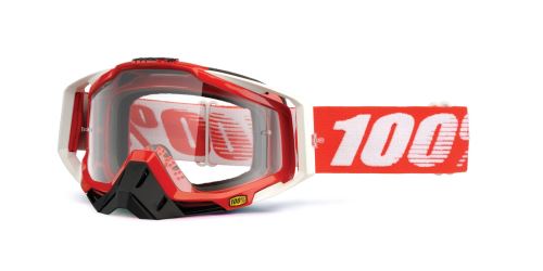 Brýle Racecraft Fire Red, 100% (čiré plexi + chránič nosu +20 strhávaček)