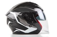 MAXX OF 878 Skútrová helma otevřená s plexi a sluneční clonou - stříbrnobílá, XL