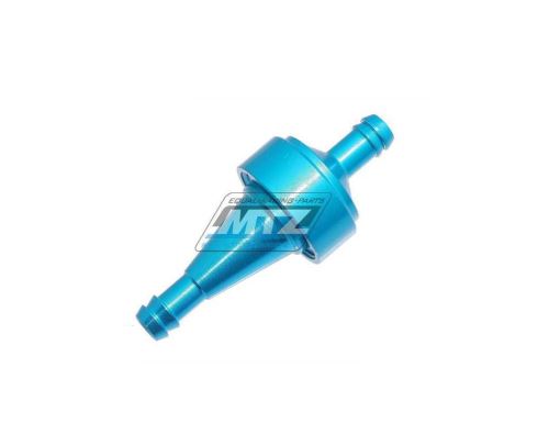 Filtr palivový/benzínový - průměr 5/16" (8mm) - hliníkové tělo - barva modrý