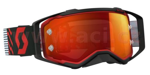 Brýle PROSPECT, SCOTT (červené/černé, oranžové chrom plexi s čepy pro slídy)